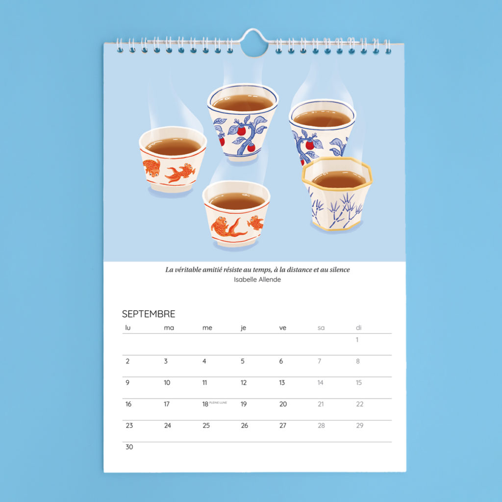 Tea cups ritual illustration