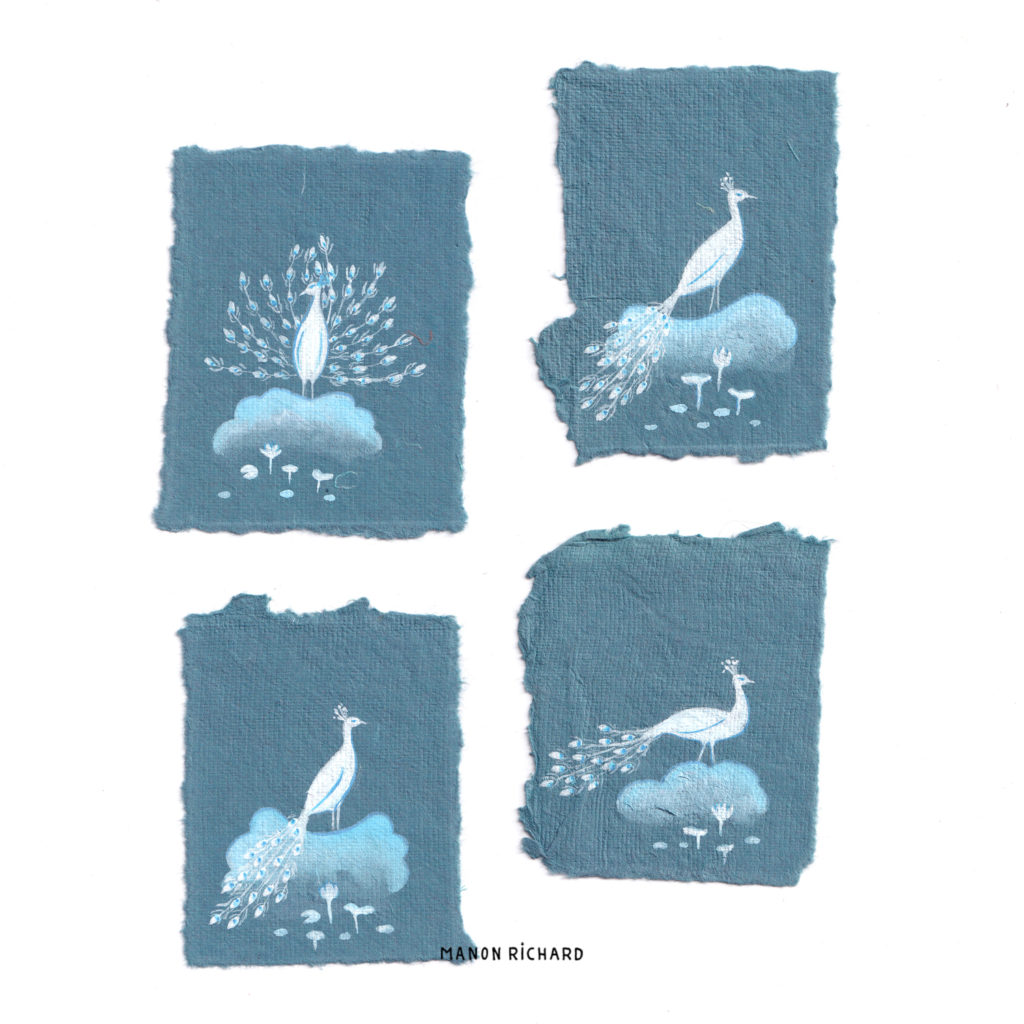 Indian miniature painting, gouache, Handmade paper, Manon Richard