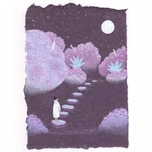 Sur le Chemin. Gouache painting, inner peace, mindfulness